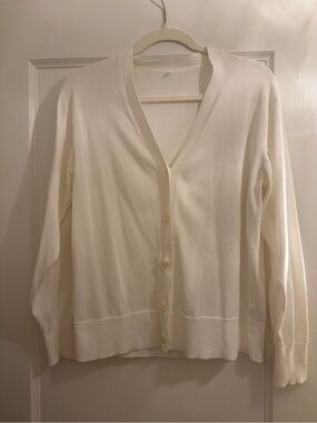 Muji white V-Neck Button Cardigan
